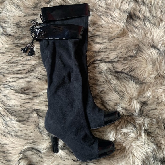 BCBGirls Shoes - BCBG girls patent suede black boots boot shoes